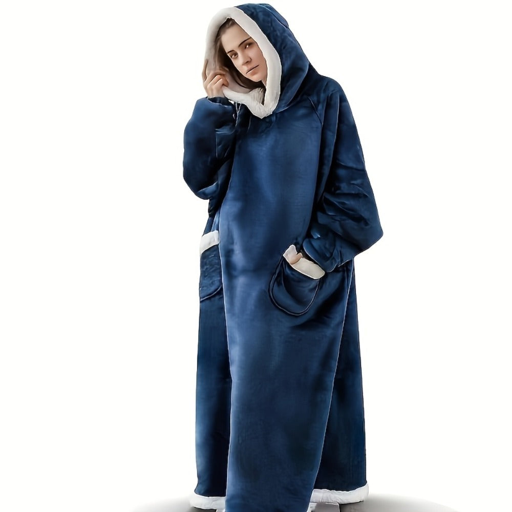 Wearable Blanket Hoodie with Hood, Sleeves, Front Pocket and Eleven Standard, Short or Oversized Styles