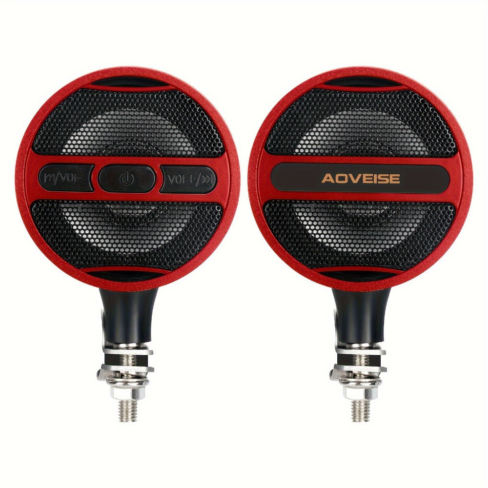 Motorcycle Bluetooth Stereo Speaker System with Built-In Amplifier – 3" Handlebar Mount Speakers, MP3 & USB, 12V, 20W×2 for ATV