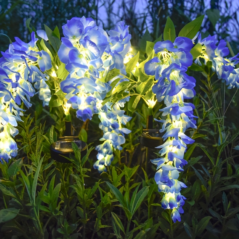 Solar Garden Lights 52-LED Wisteria Flower Stake with Two Modes and Six Color Options for Patio
