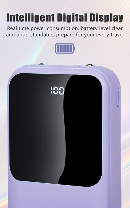 10000mAh Mini Power Bank 4 Built-In Cables Ultra-Bright LED Digital Display for an Everyday Personal Care Routine