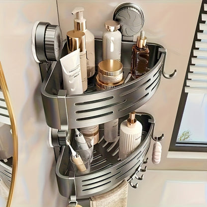 Shower Corner Shelf Suction Cup 4 Pack No Drilling Triangular Bathroom Caddy for Laundry Rooms, Closets and Home Organization