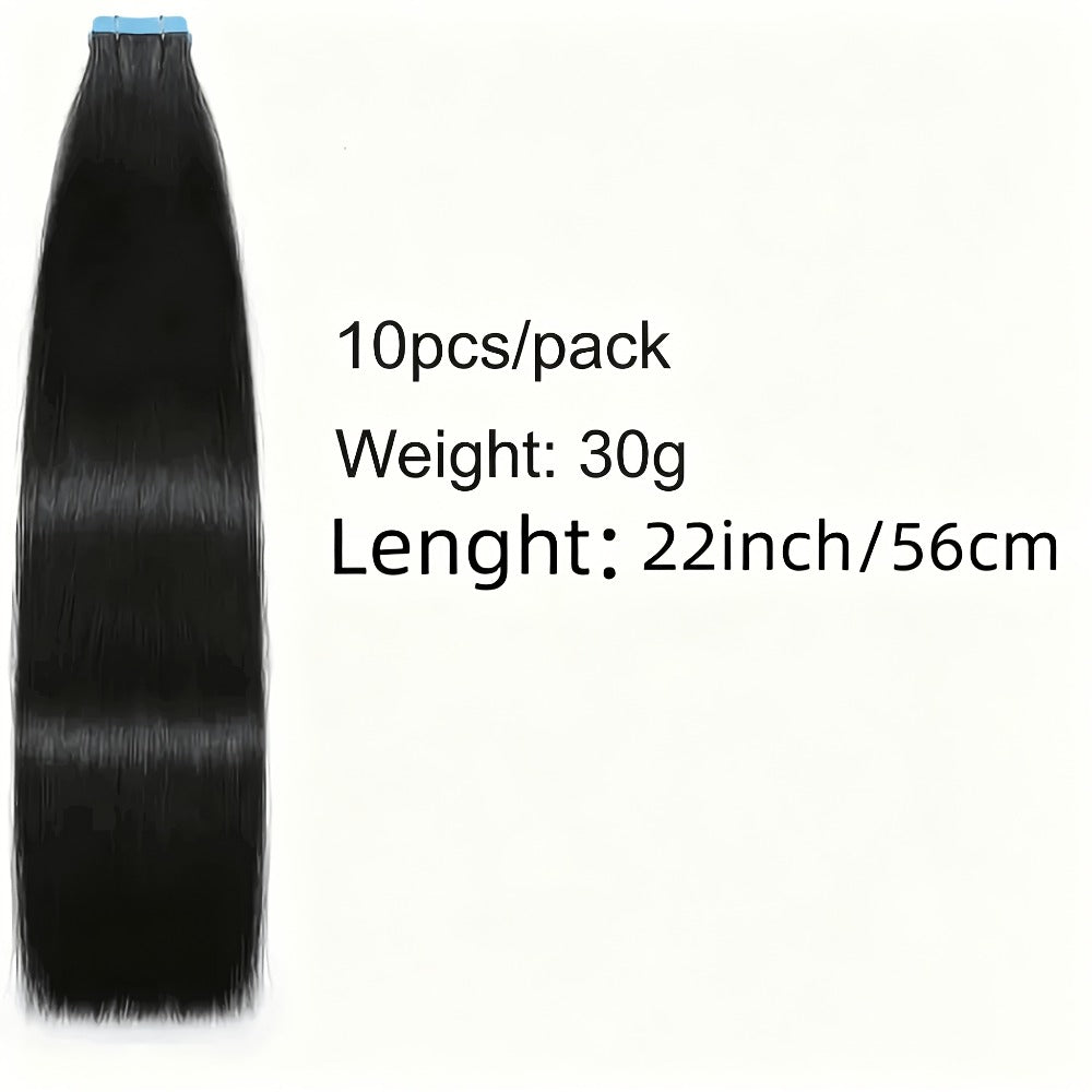 Tape In Hair Extensions Human Hair Straight Natural Black 1B Seamless Skin Weft 10pcs 30g 16 20 22 24 Inch Invisible Blend for Volume