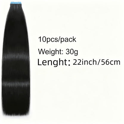 Tape In Hair Extensions Human Hair Straight Natural Black 1B Seamless Skin Weft 10pcs 30g 16 20 22 24 Inch Invisible Blend for Volume
