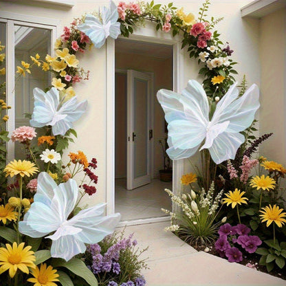 Pink Butterfly Wall Decorations, Three-Piece Set with Layered 50 x 42cm Wing Designs for Hanging Displays