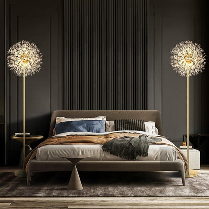 Crystal Floor Lamp Living Room 69 Inch Modern Standing Lamp, 738pcs K9 Crystals, 9 LED Bulbs, Antique Brass & Gold Finish