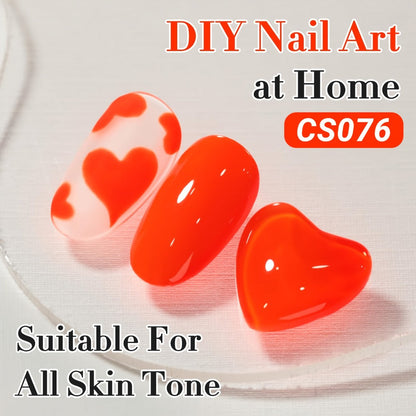 Gel Nail Polish CS076 in 0.54oz Neon Orange Translucent Jelly with Milky-Sheer Finish and UV/LED Soak-Off Cure