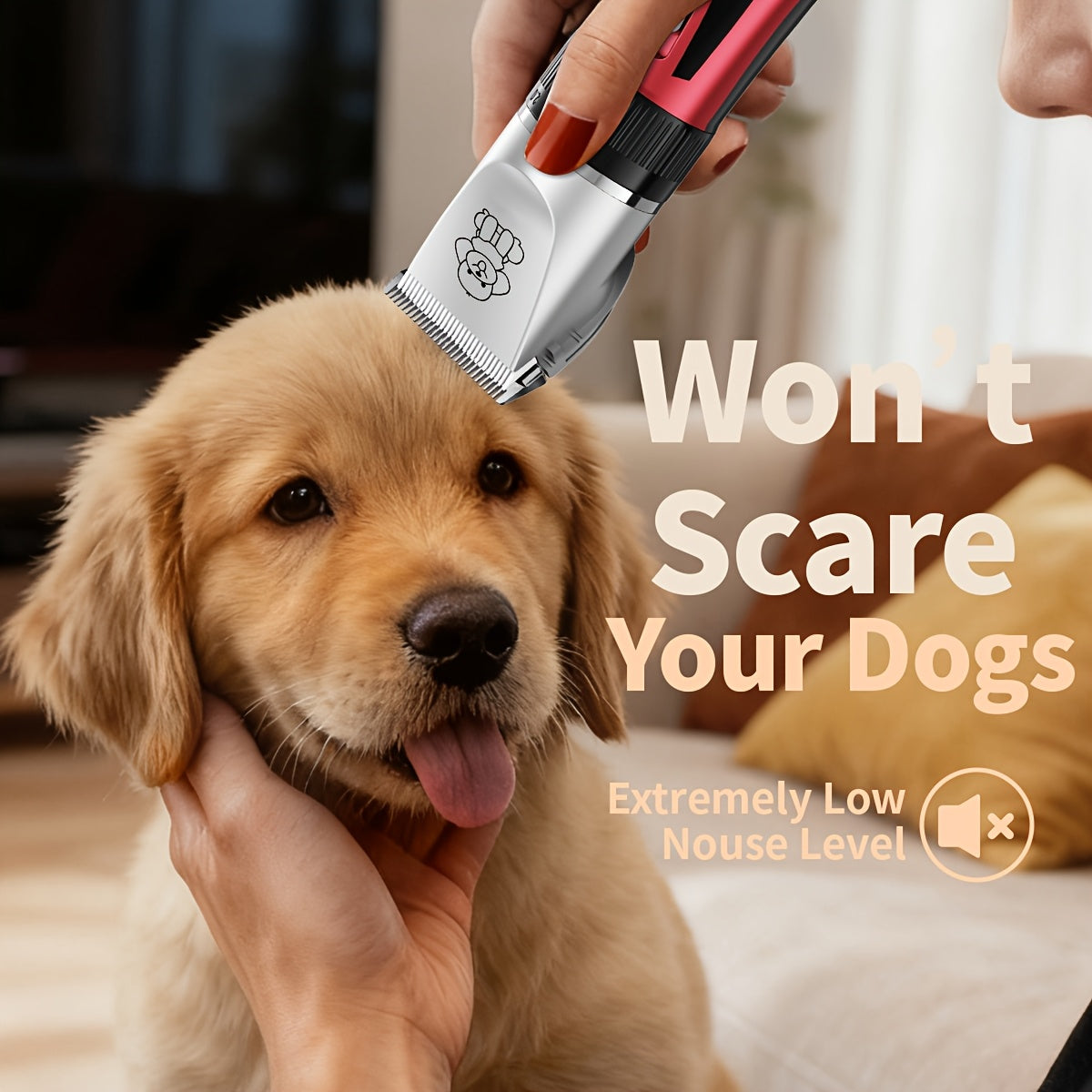 Pet Hair Clipper Cordless Adjustable Comb – Silent Low Noise Rechargeable Electric Dog Cat Grooming Scissors Set, Multiple Style Options