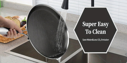Stainless Steel Crepe Pan 11 Inch with Honeycomb Cooking Surface, Lid and Triple-Layer Base for Pancakes and Tortillas