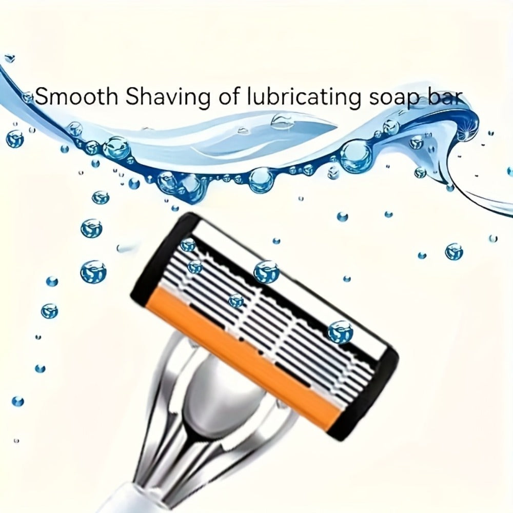 Men's Razor 6-Layer Blade 72 Replaceable Blades 2 Anti-Slip Handles – Ultra-Sharp Cartridge Shaver for Close Smooth Shave Face Beard Body