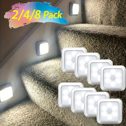Two-Piece Square Battery Night Light Set with Motion Sensors in Cool or Warm Light Options