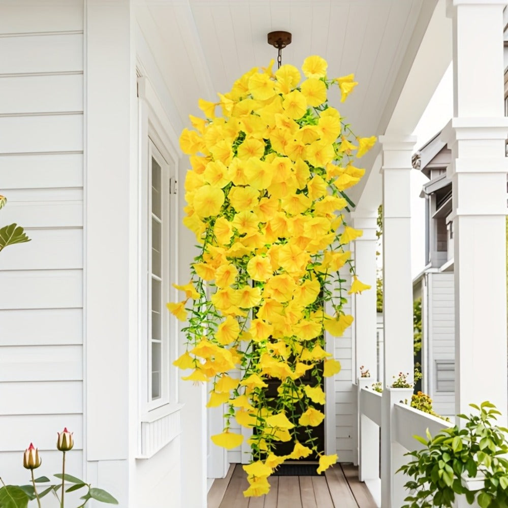 Artificial Flowers Four-Bundle Hanging Morning Glory Set with Flexible Stems in Three Style Options