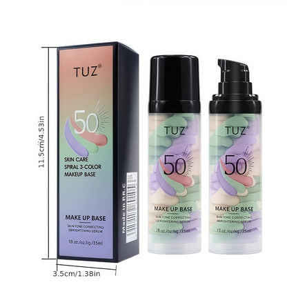 BB Cream Barrier Cream Set 4pcs Tri-Color Light Texture Natural Finish Anti-Smudge Glycerin for Makeup, Travel and Everyday Vanity Use
