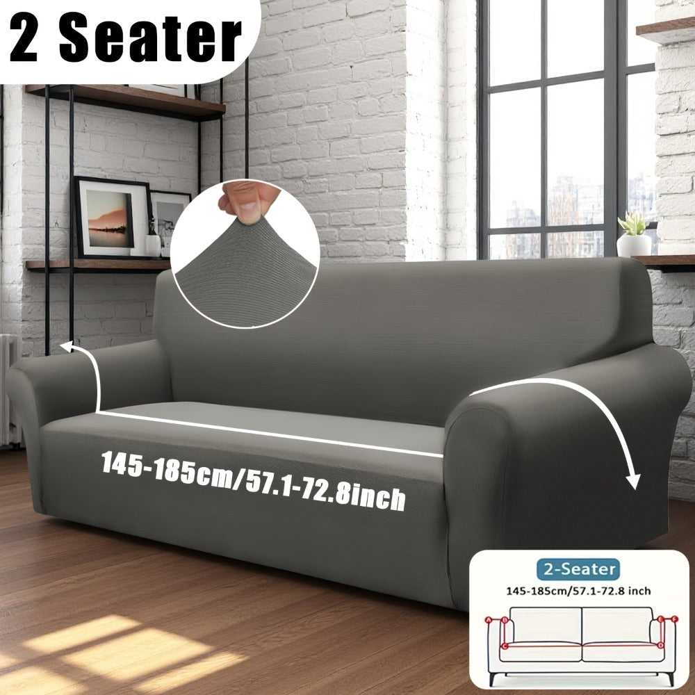 Sofa Cover Solid-Color Fitted Slipcover Options for 1, 2, 3 or 4-Seater Sofas and Separate Pillowcase