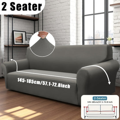 Sofa Cover Solid-Color Fitted Slipcover Options for 1, 2, 3 or 4-Seater Sofas and Separate Pillowcase