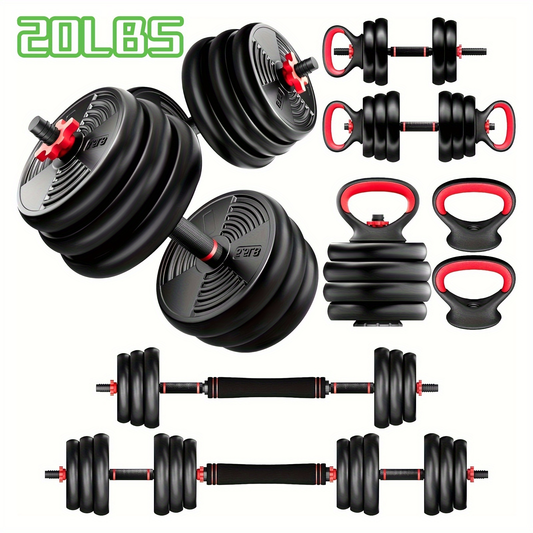 Free Weight Set 4-in-1 Adjustable Dumbbells 20–90LBS – Converts to Kettlebell, Barbell & Push-Up Stand, Double Nuts Non-Slip Bar for Home