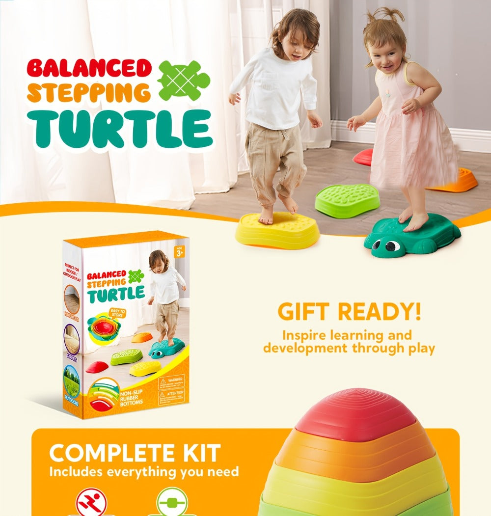 Kids Turtle Balance Stepping Stones 5pcs, Obstacle Course Coordination Game Toy, Up to, PP Material