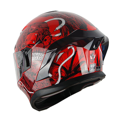 Motorcycle Helmet Full-Face Dual-Visor Shell with Clear Outer Shield, Smoked Inner Visor, Nine Colors and S-XL Sizes