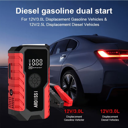 5-in-1 Jump Starter 5000A Peak – 10000mAh Power Bank, 150PSI Air Inflator, Type-C & LED Emergency Light for 12V Gas & Diesel Engines