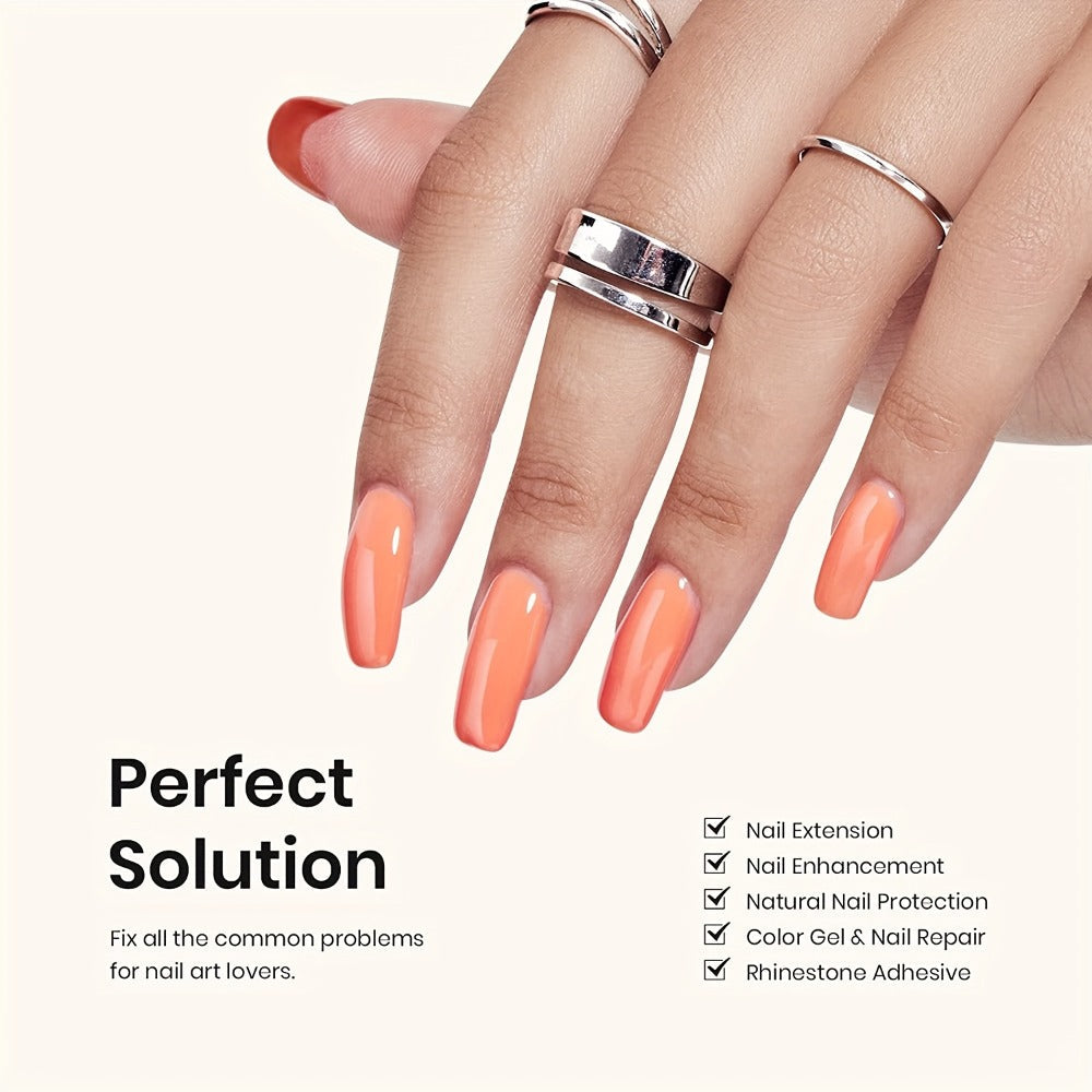 Builder Gel Nail Kit 5-in-1 Clear Nail Extension Gel Set – Primer Brush Repair Gel Nail Strengthening Overlay Kit 0.51oz