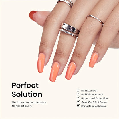 Builder Gel Nail Kit 5-in-1 Clear Nail Extension Gel Set – Primer Brush Repair Gel Nail Strengthening Overlay Kit 0.51oz