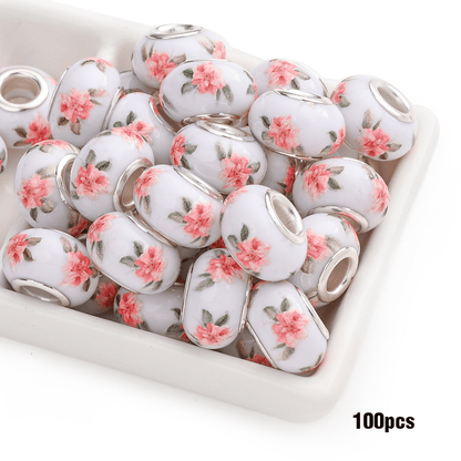 Jewelry Making Beads - Acrylic Flower 100pcs 14mm Colorful Printed Flat Round Large Hole for - product detail view 23