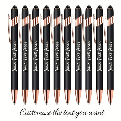 Personalized Metal Ballpoint Pens 10pcs Custom Engraved with Name or Logo - Smooth Black Ink