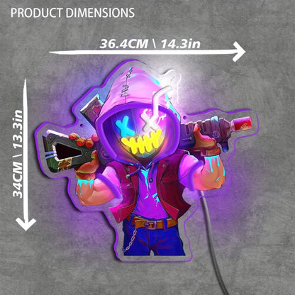 Neon Marksman LED Wall Art - UV Printed USB Powered Sniper Shooter Neon Sign for Game Room, Bar