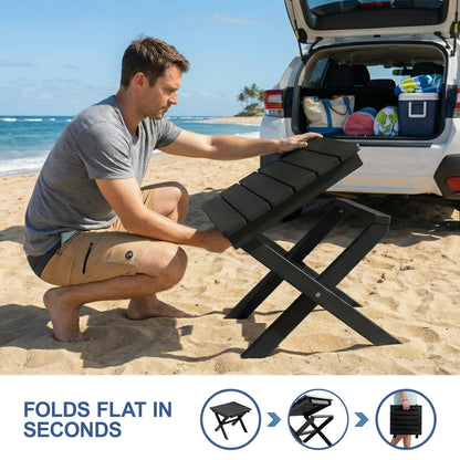 Outdoor Side Table HDPE Collapsible Weather-Resistant Portable End Table for Adirondack Chair, Camping, RV, Poolside & Garden Use
