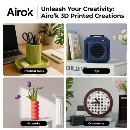 3D Printer Filament Airok Silk PLA 1.75mm 1kg Spool with Ten Glossy Solid, Dual-Color and Rainbow Options