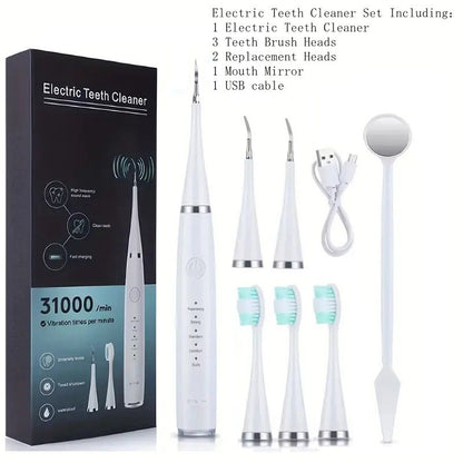 Electric Teeth Cleaner Kit USB Rechargeable, 5 Cleaning Modes Dental Scaler Plaque Tartar Remover Gum Health