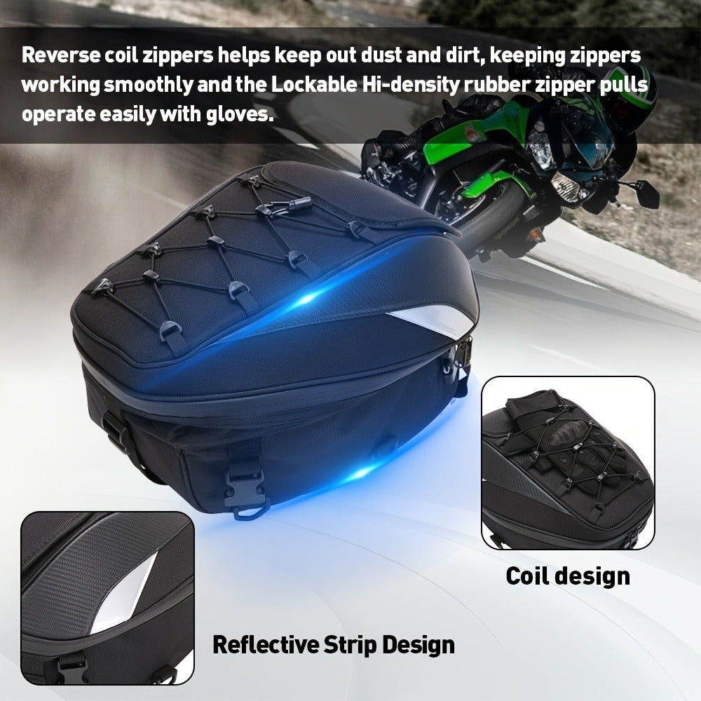 Motorcycle Backpack Helmet Bag – JFG RACING Motorbike Tail Bag with Adjustable Strap for Outdoor Camping, Travel & Luggage Storage