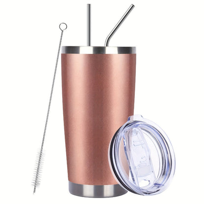 Stainless Steel Insulated Tumblers with Lid and Straw Bulk 20oz 304 Double Wall Vacuum Travel Mug for Hot Iced Coffee Drinks Water Cup Set