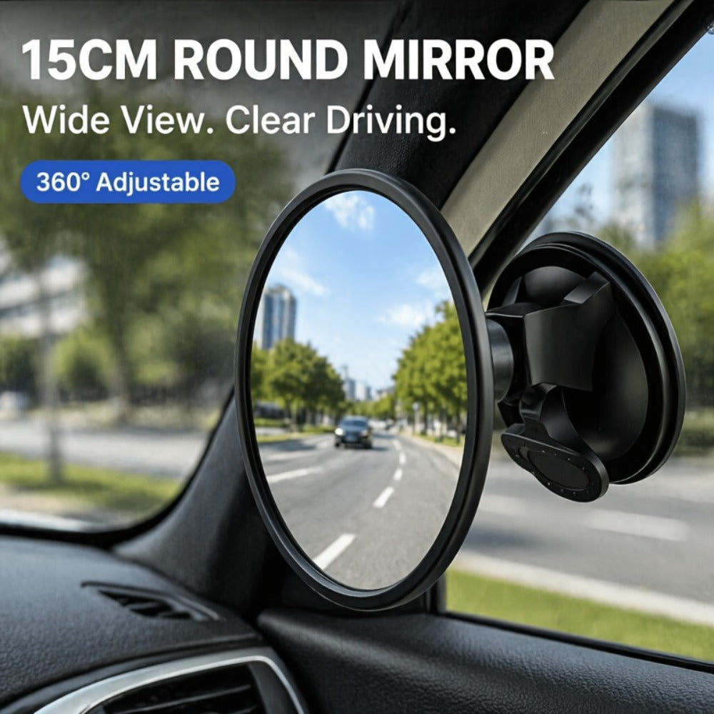 Convex Car Rearview Mirror 360° Rotating – Wide Angle Blind Spot Mirror with Silicone Suction Cup Mount for Cars Trucks SUVs Motorcycles