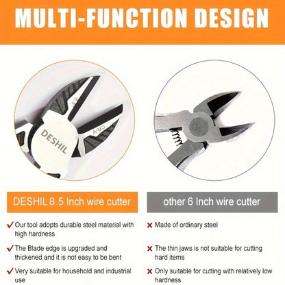 Pliers Set 9-in-1 Multi-Function Industrial Grade, 8.5" Lineman Pliers, 8.5" Long Nose Pliers, 8" Diagonal Side Cutters