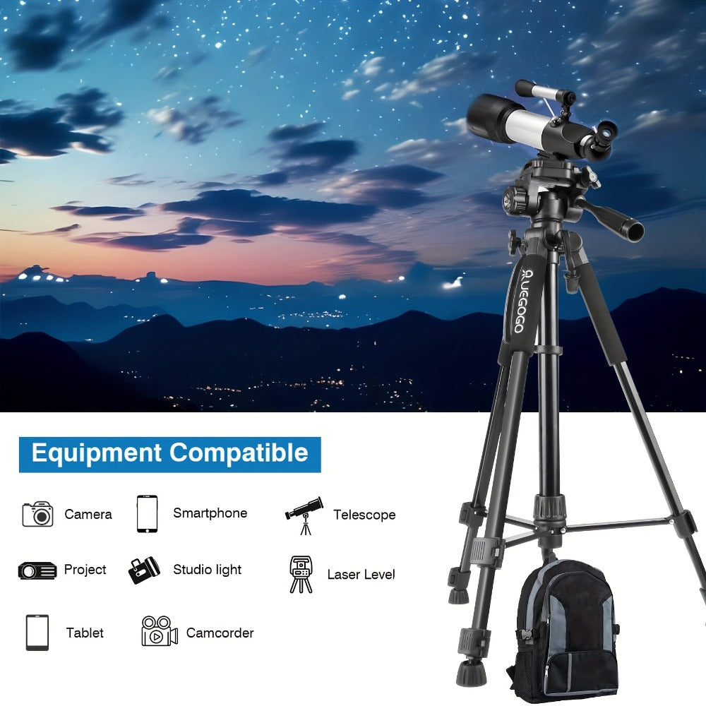 60-Inch Camera Tripod in Black with Pan-and-Tilt Head, Quick-Release Plate, Phone Holder and Storage Bag