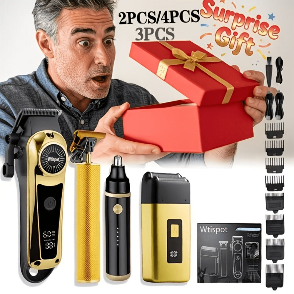 3-in-1 Grooming Kit for Men – Electric Hair Clipper, Nose Hair Trimmer & Shaver Set, USB Rechargeable Lithium Battery Cordless