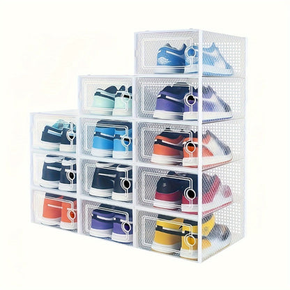 Clear Stackable Shoe Storage Organizer Boxes 12/15 Pack, Space-Saving Shoe Boxes for Closet & Entryway