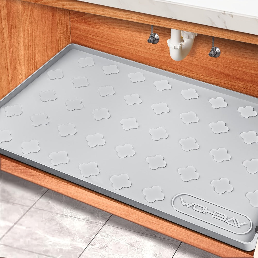 Under Sink Mat Silicone 34" x 22" Undersink Drip Tray Liner for Kitchen Bathroom Cabinet, Holds 2 Gallons