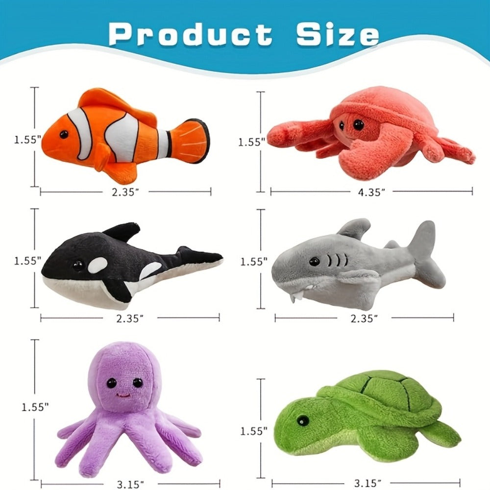 Sea Animal Finger Puppets Set 6pcs for Kids, Realistic Ocean Creature Hand Puppets for Storytelling