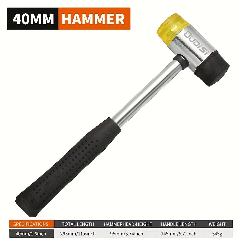 Double-Head Rubber Mallet – Plastic Installation Hammer with Rubber Handle, Rebound-Proof Soft Mallet for Floor Installation, Tile, Jewelry