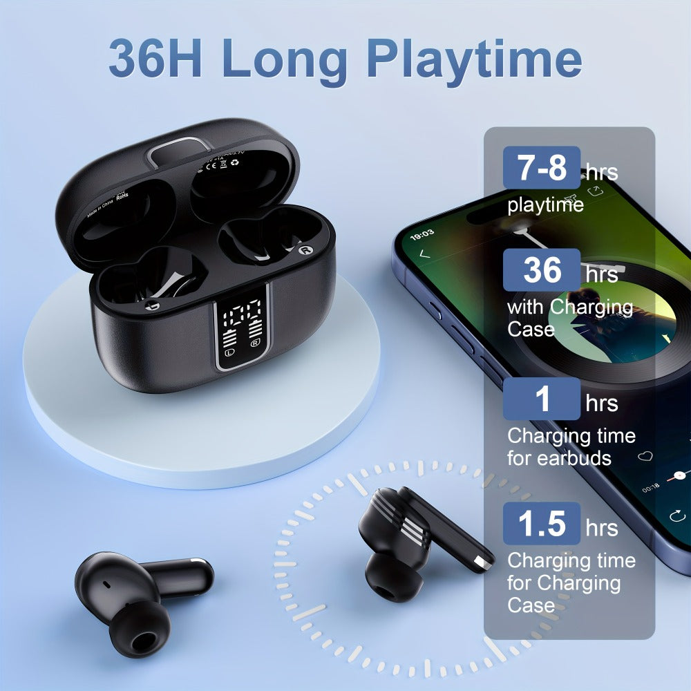 ENC Sports Wireless Earbuds ANKRIYUL Stereo Headphones Environmental Noise for Bedside Audio, Alarms and Room Entertainment