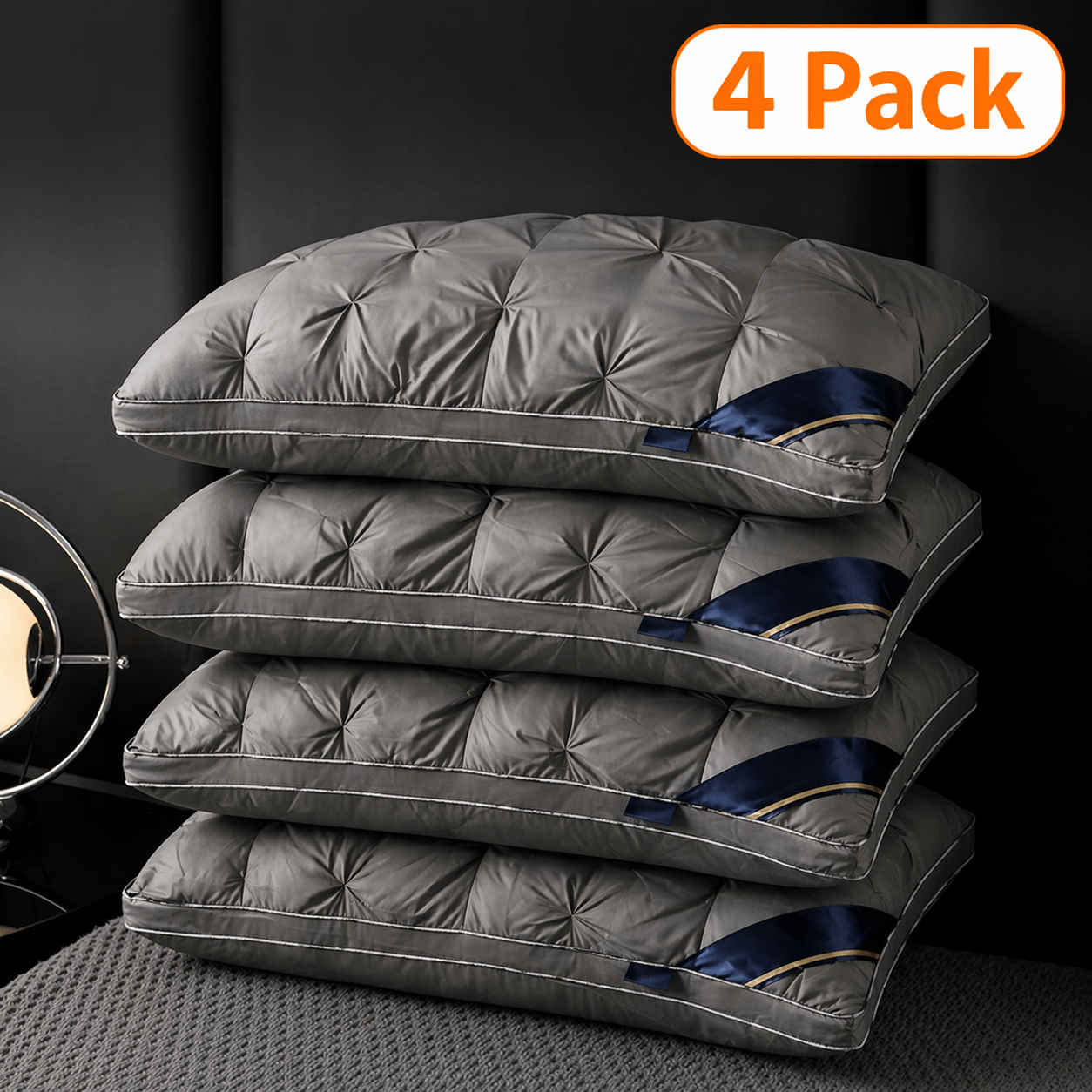 Hotel Quality Pillow Soft Polyester Fiber Deep Sleep Neck Support – No Collapse All Season Machine Washable Satin Cover Zipper Closure White