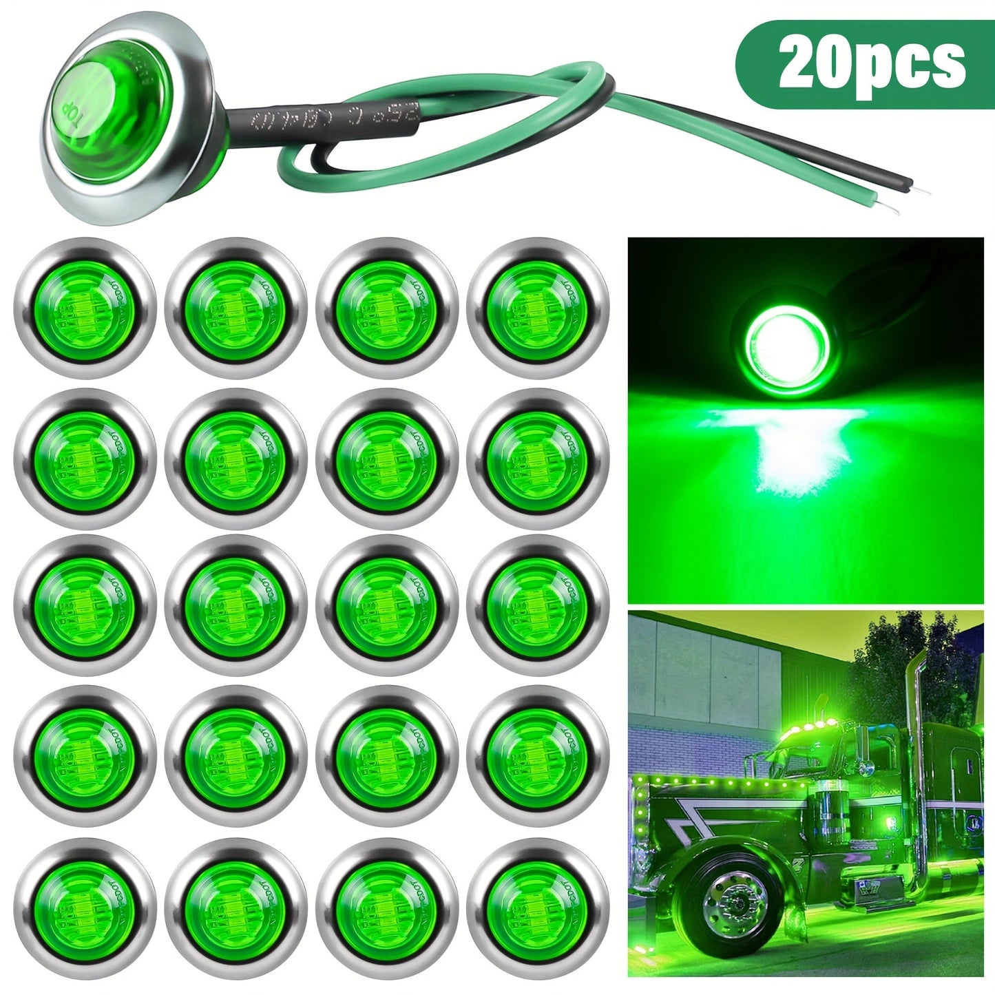 Marine Boat Lights 20 Pack, DC 12V Submersible LED Side Marker Lights for Boat Transom Stern Tail Yacht, Round Courtesy Navigation Lights