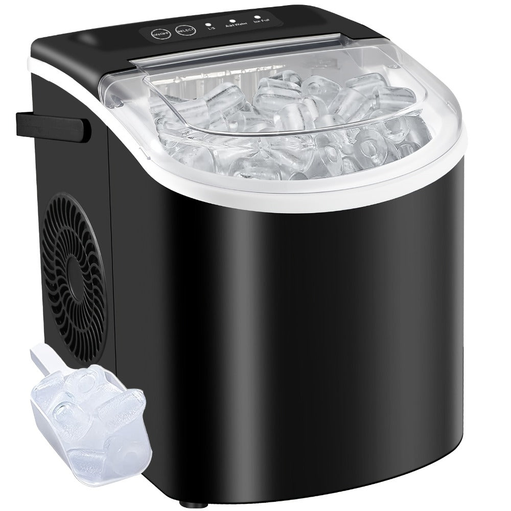 Ice Maker with Basket & Scoop, /Day Countertop Bullet Ice Machine, 9 Cubes in 6 Mins, Self-Cleaning
