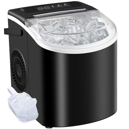 Ice Maker with Basket & Scoop, /Day Countertop Bullet Ice Machine, 9 Cubes in 6 Mins, Self-Cleaning
