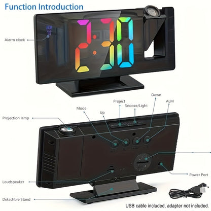 Digital Alarm Clock with LED Mirror Screen Projection Clock for Ceiling Wall Temperature Date for Entryways, Bedrooms and Living Spaces