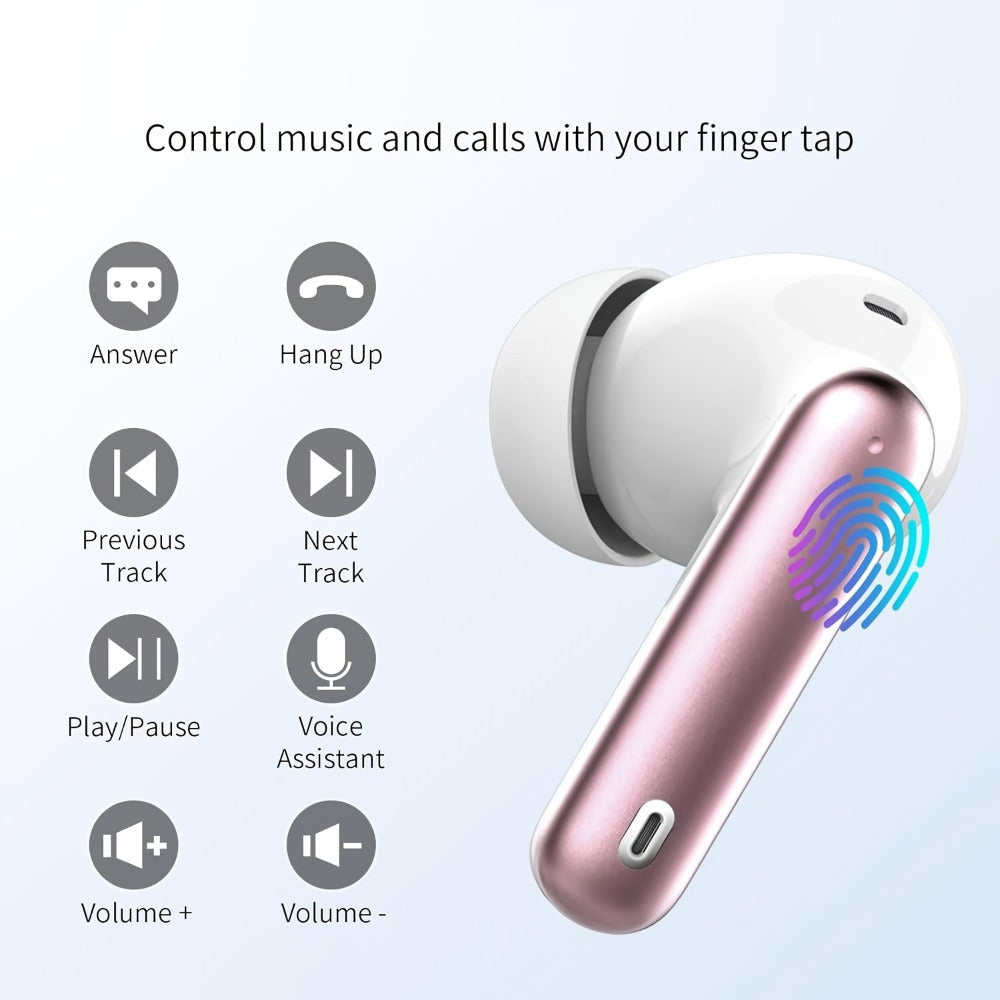 Wireless Earbuds Bluetooth 5.3 with Call Noise Reduction Mic, LED Display Case and Eight Color Options