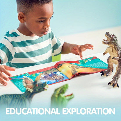 Toddler Dinosaur Figures with Educational Book, 6 Jumbo Realistic Dinosaur Toys for Toddlers 1+ Years