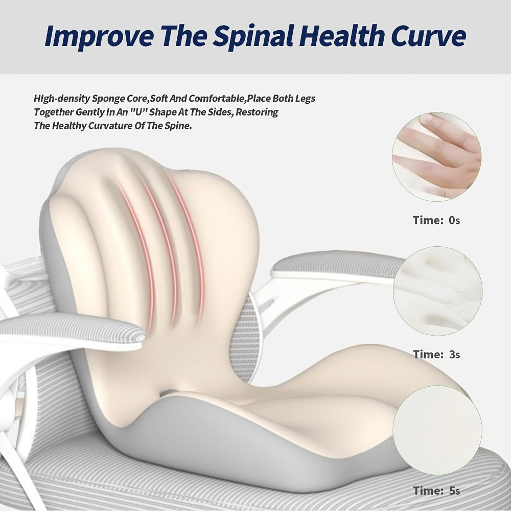 Hip & Lumbar Support Seat Cushion Ergonomic Memory Foam – Breathable High-Density Back Support Pillow for Office Chair