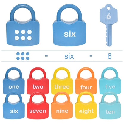 Preschool Math Lock and Key Counting Toy 10 Sets – Number Recognition Manipulative for Kids Ages 3-5, Color-Coded Kindergarten Math